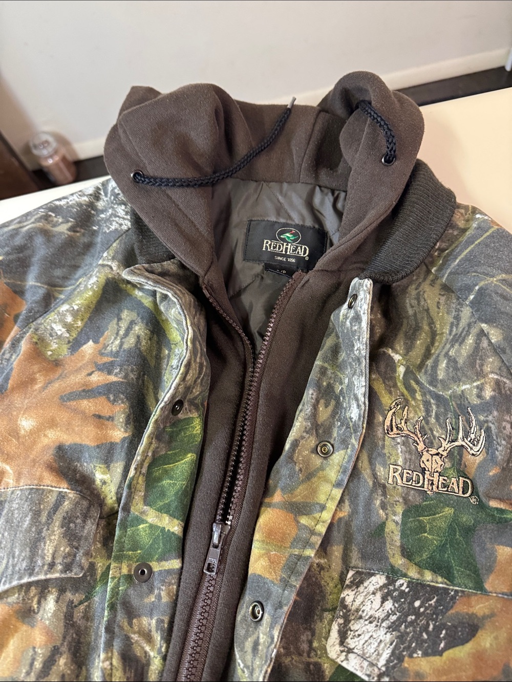 RedHead Men's Camo Jacket with Brown Hood